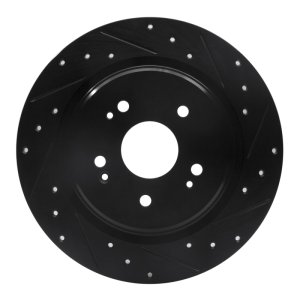 Acura TLX Brake Rotor (1) - Rear Right - R1 Concepts - Drilled & Slotted - Black - `15-`25
